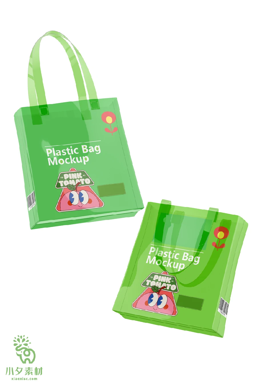 透明塑料PVC购物袋手提袋VI智能贴图文创样机模板PSD分层设计素材【002】